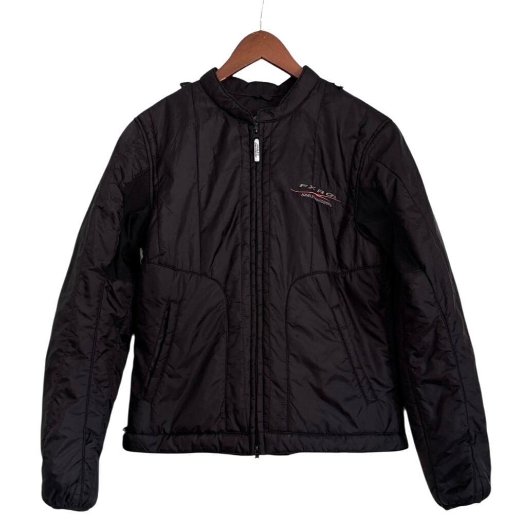 Harley Davidson FXRG Black Quilted Riding Jacket Womens Large Moto Biker